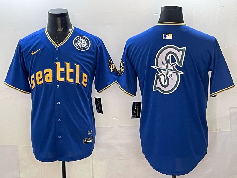 Men 2025 Seattle Mariners Blank Blue City Edition Nike MLB Jersey 35->seattle mariners->MLB Jersey